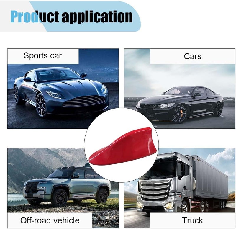 LHDOS Car Shark Fin Antenna Cover, Plastic Automotive Signal Roof Aerial Cover with Adhesive Tape, Universal Roof Mount Antenna Replacement Vehicle Decorative Cover for Car Truck SUV (Red) - Image 5